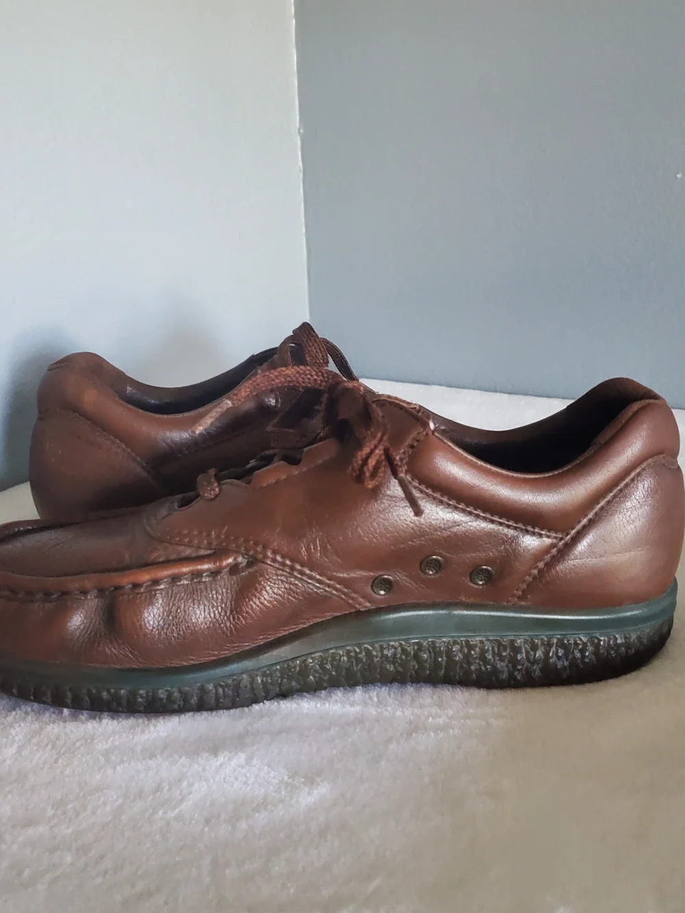 SAS Men's Brown Leather Pathfinder Moc Toe Lace Up Casual Shoes Size 10 N USA